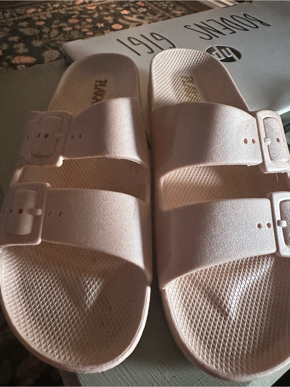 Women's Double-Strap Slide Sandals in Pale Pink